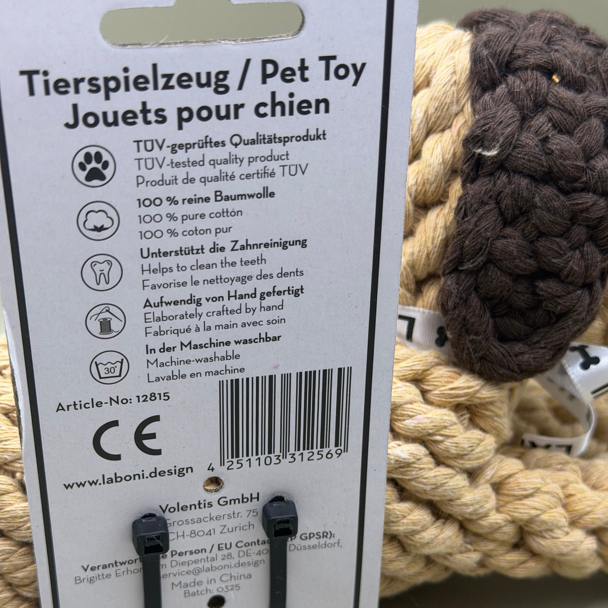 LABONI Doggy Dog – Touwspeelgoed in Hondvorm – Beige en Bruin