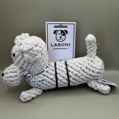 LABONI Richie Retriever – Katoenen Touwspeelgoed in Hondvorm – Naturel