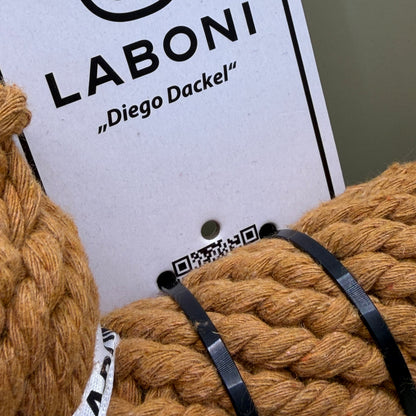 LABONI Diego Dackel – Katoenen Touwspeelgoed in Teckelvorm – Lichtbruin