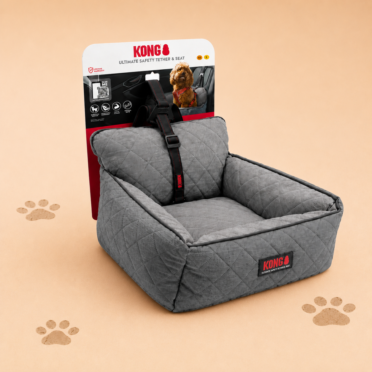 KONG Ultimate Safety Tether & Seat – Veilige Autostoel voor Honden