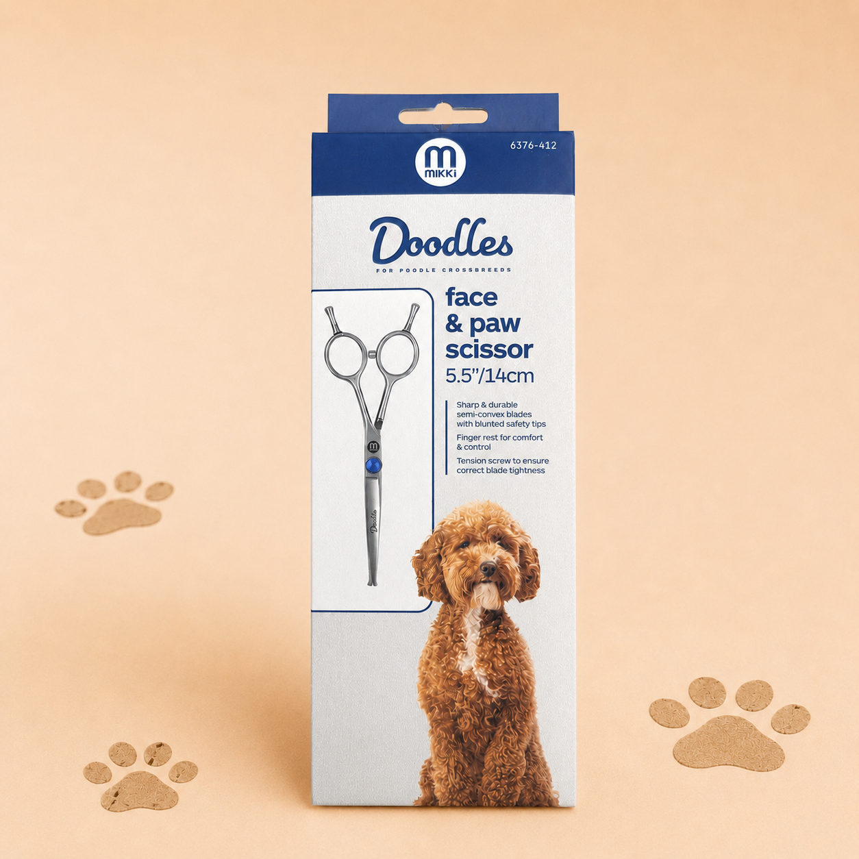 Mikki Doodles Gezichts- en Potenschaar 14 cm – Veilig en Nauwkeurig Trimmen